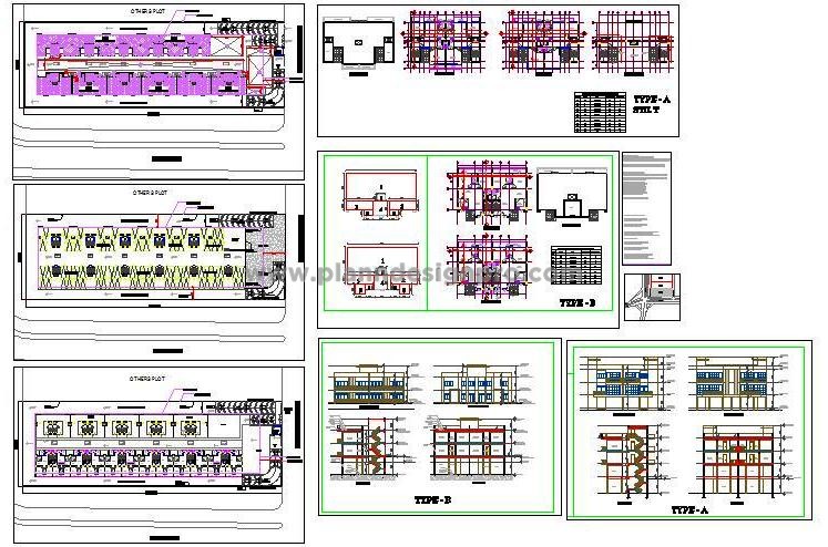 AutoCAD Multi-Family Housing Plan- 1BHK & 2BHK Apartments